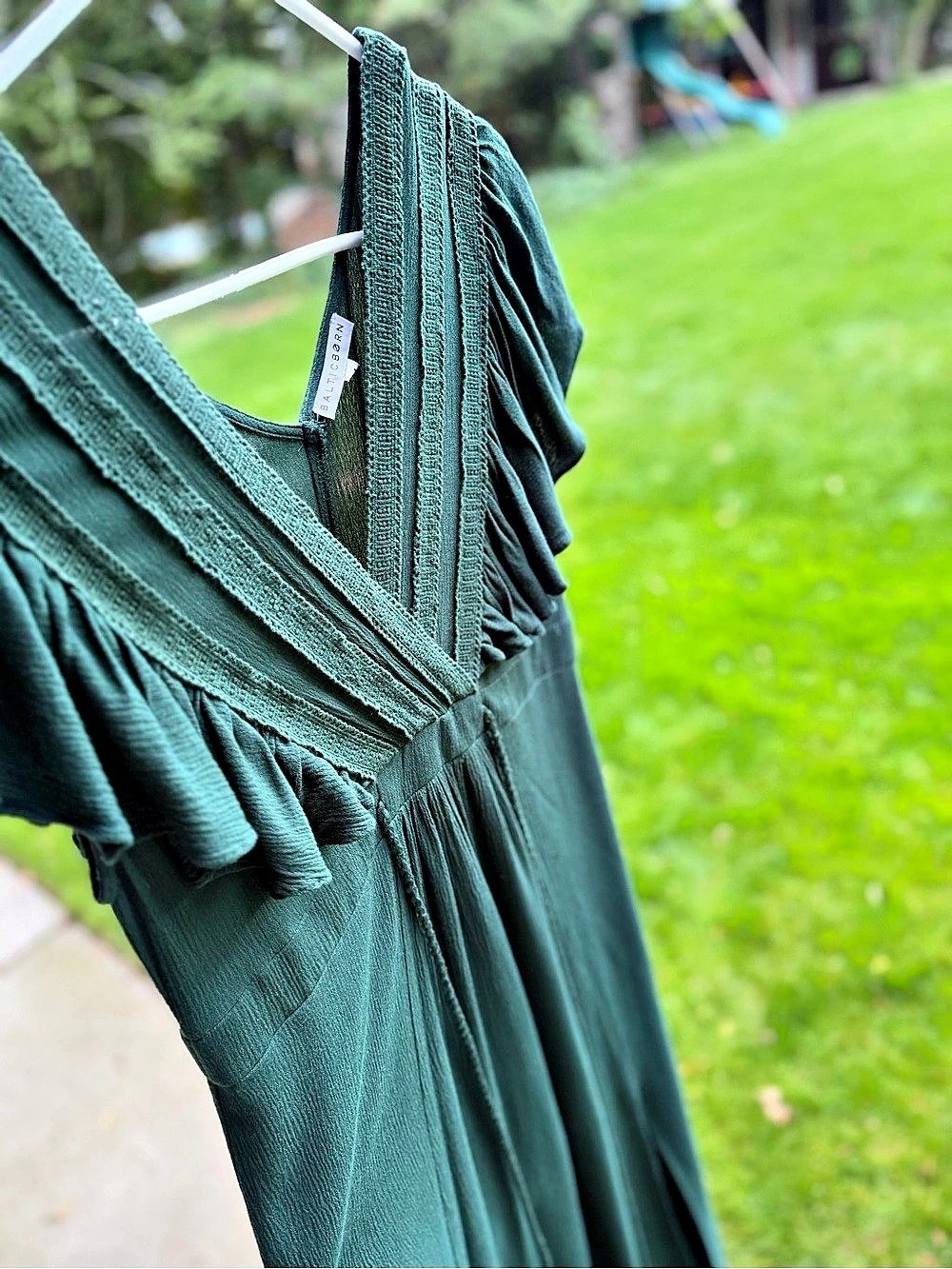 Baltic Born Ruffle Maxi Dress in Dark Green Size M